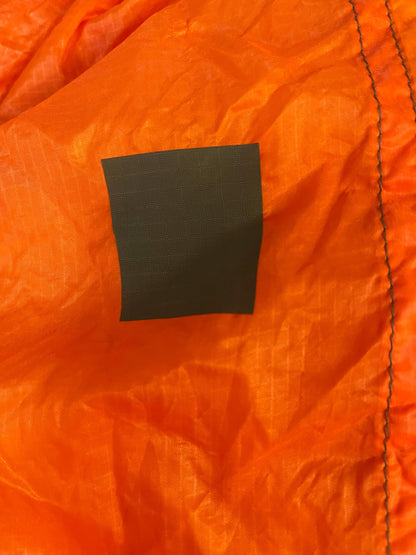 US military 28 ft. Round Orange and white Nylon Parachute with harness , lines and small white chute,
