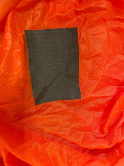 US military 28 ft. Round Orange and white Nylon Parachute with harness , lines and small white chute,