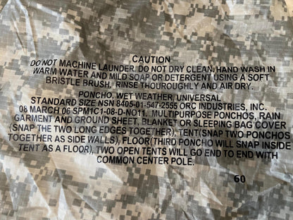 Genuine US military ACU digital Rain Poncho New