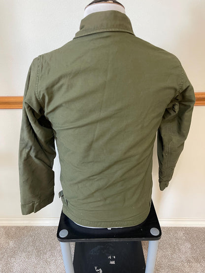 Genuine US Navy Vintage Cold weather permeable Deck Jacket Small .