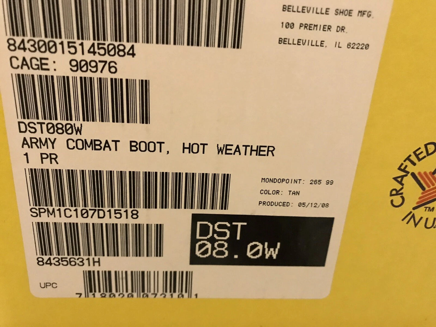 Genuine US Army 3 Layers Hot Weather Desert Combat Boots By Belleville 8Wide New - Image 10