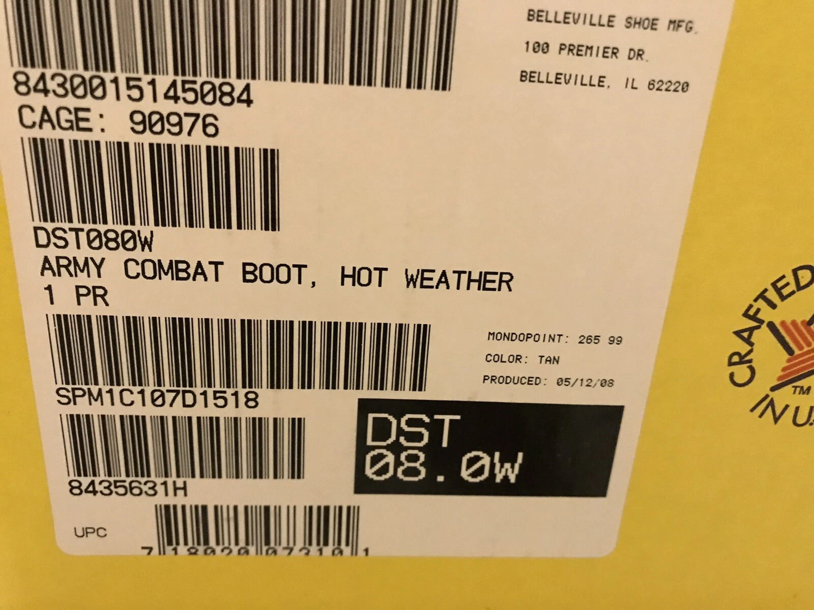 Genuine US Army 3 Layers Hot Weather Desert Combat Boots By Belleville 8Wide New - Image 10