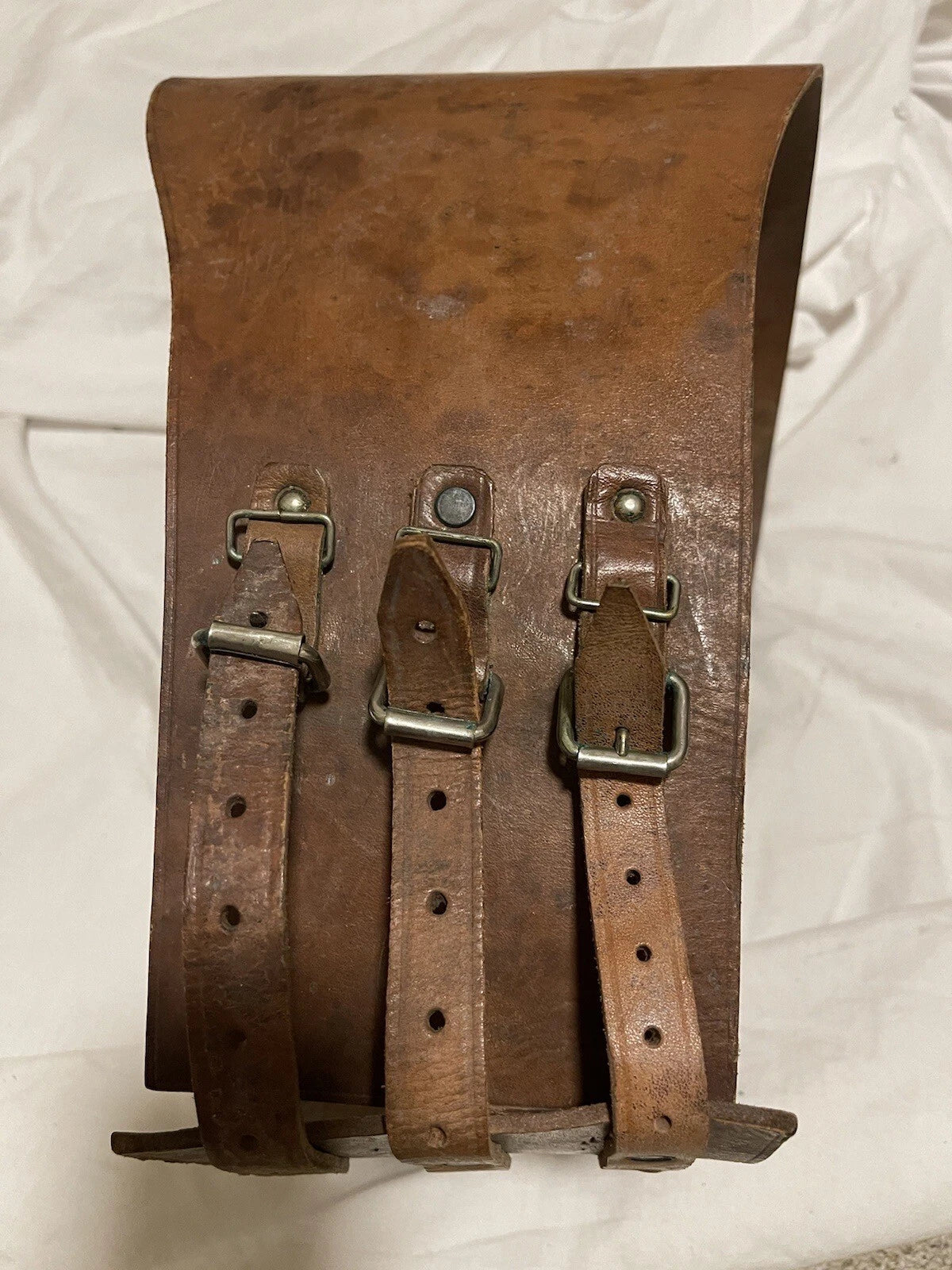 French Military Surplus Motercycle Leather back brace Kidney Belt Collectible - Image 15