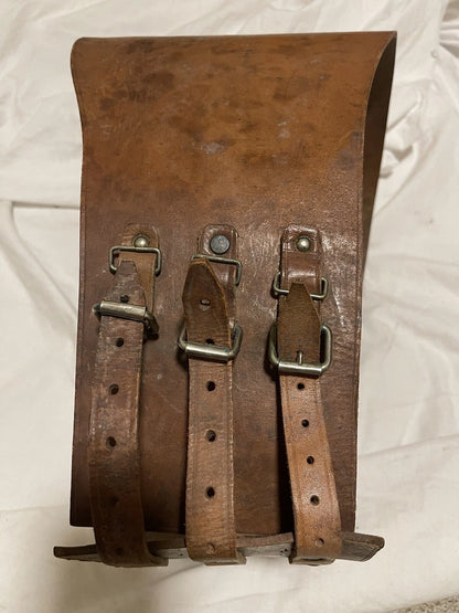 French Military Surplus Motercycle Leather back brace Kidney Belt Collectible - Image 15