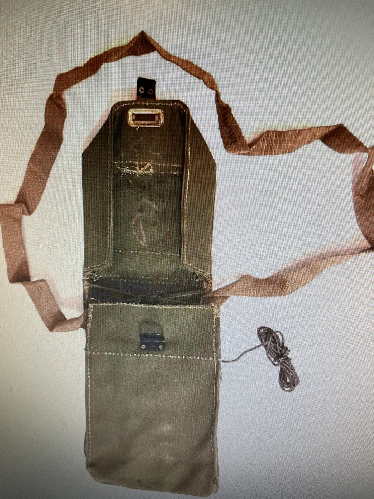 Vintage 40's WWII Era English Army Shoulder Bag 100% Cotton Brass Hardware - Image 9