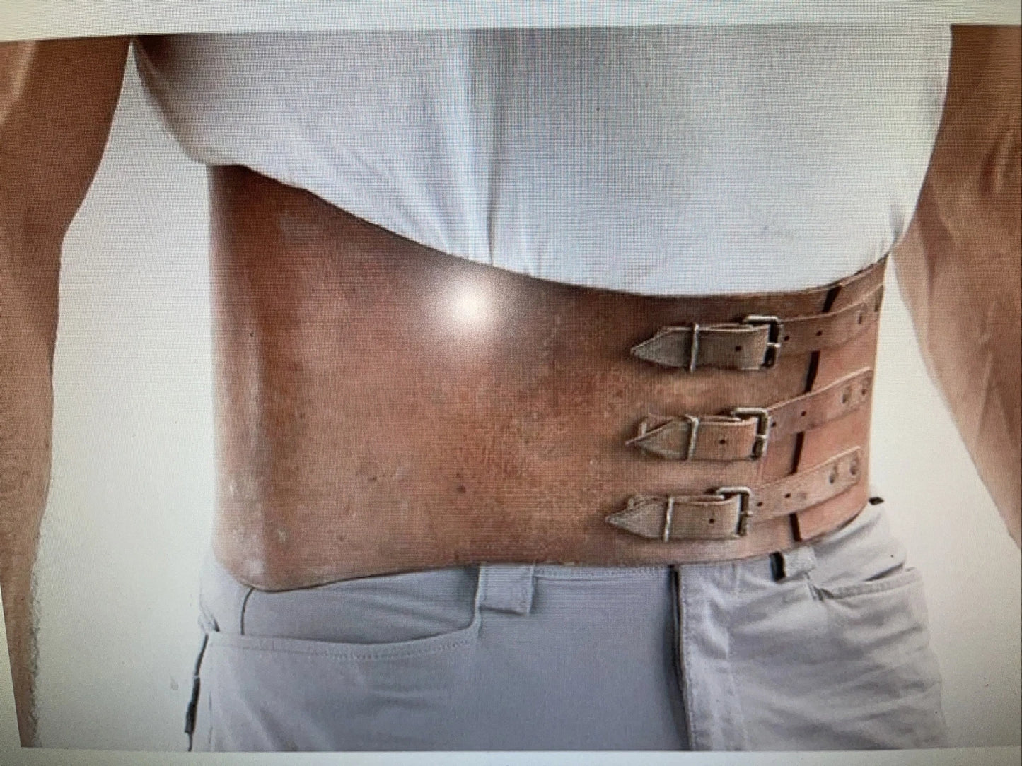 French Military Surplus Motercycle Leather back brace Kidney Belt Collectible - Image 11