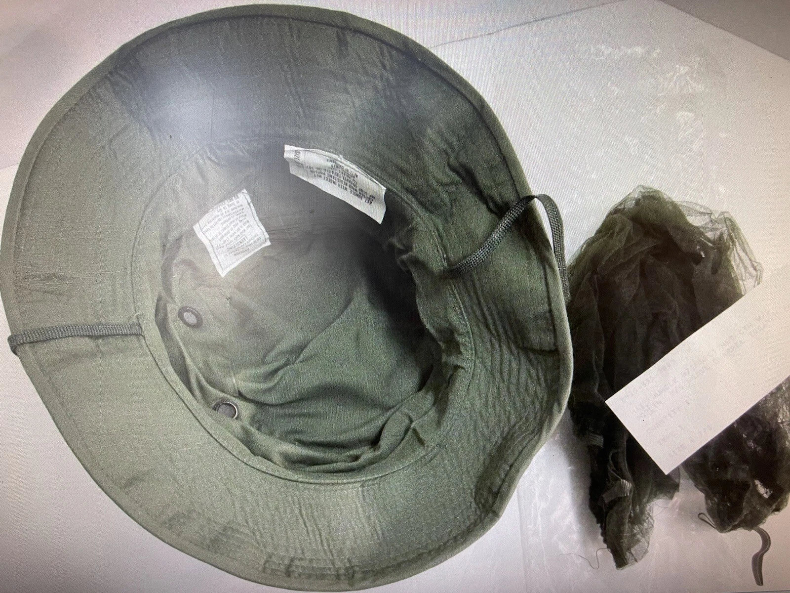 US 1969VIETNAM ERA OD JUNGLE BOONIE HAT 67/8 OG/107 NEW W MOSQUITO NET NIP - Image 4