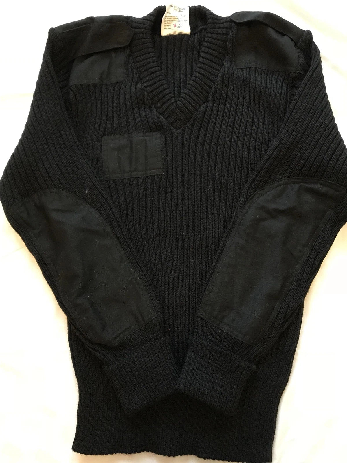 Brigade Quater Master,Military Black V Neck Commando Sweater 100% Wool Vintage - Image 7