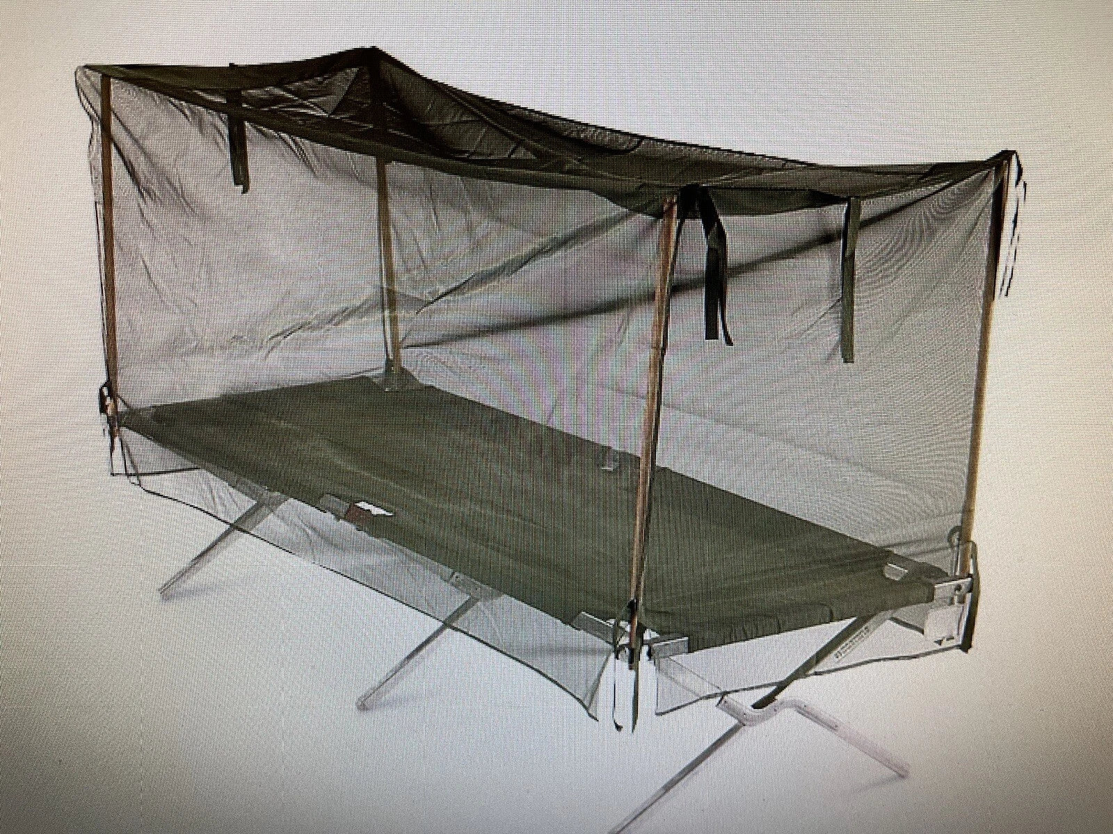 NEW USGI MILITARY CAMPING COT  SLEEPING BED OD W/Mosquito net &Poles. - Image 1