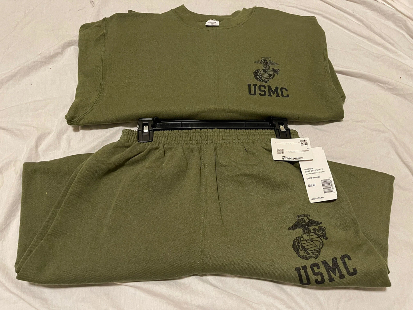 USMC PT Sweat Pant & Shirt Marine Issue  Military OD Green Medium  - Made in USA - Image 5