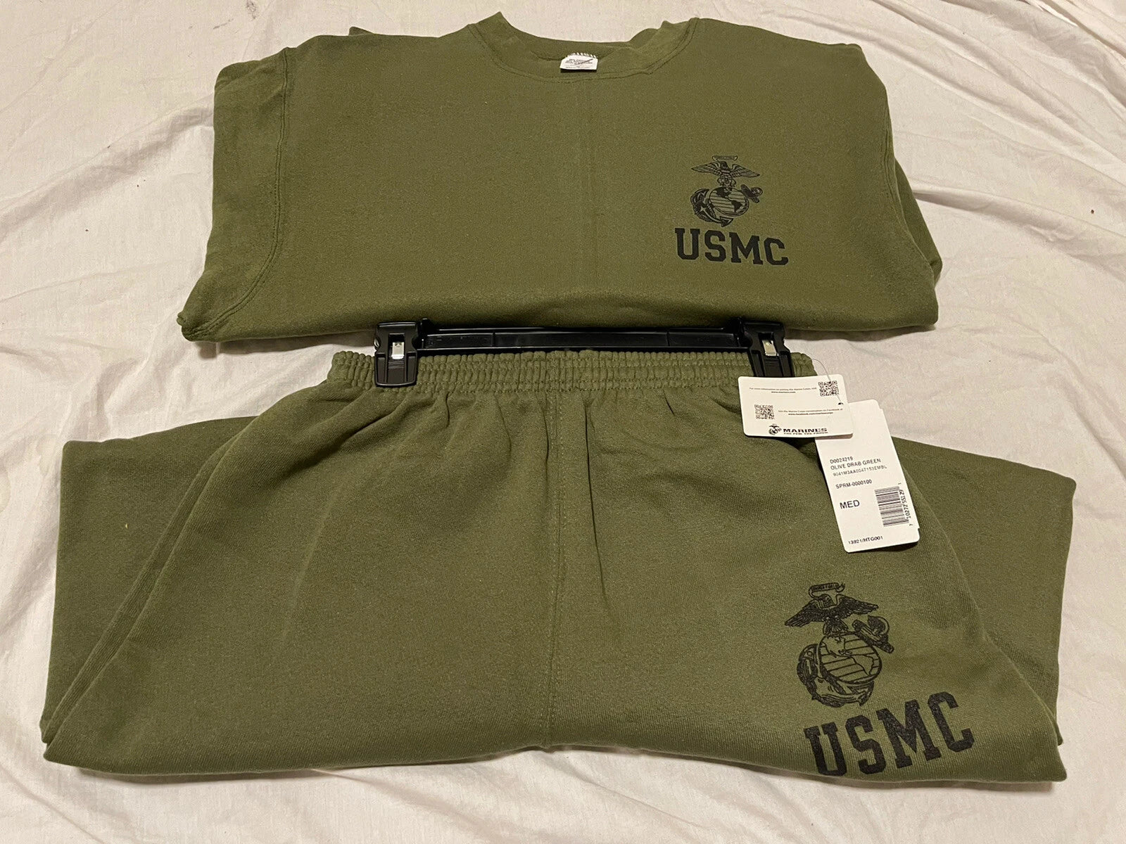 USMC PT Sweat Pant & Shirt Marine Issue  Military OD Green Medium  - Made in USA - Image 5