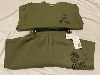 USMC PT Sweat Pant & Shirt Marine Issue  Military OD Green Medium  - Made in USA - Image 5