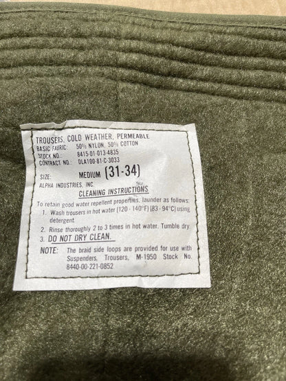 US Navy Nyco OD Cold Weather Permeable Deck Pants  Med. Reg.Alpha Ind .New. - Image 8