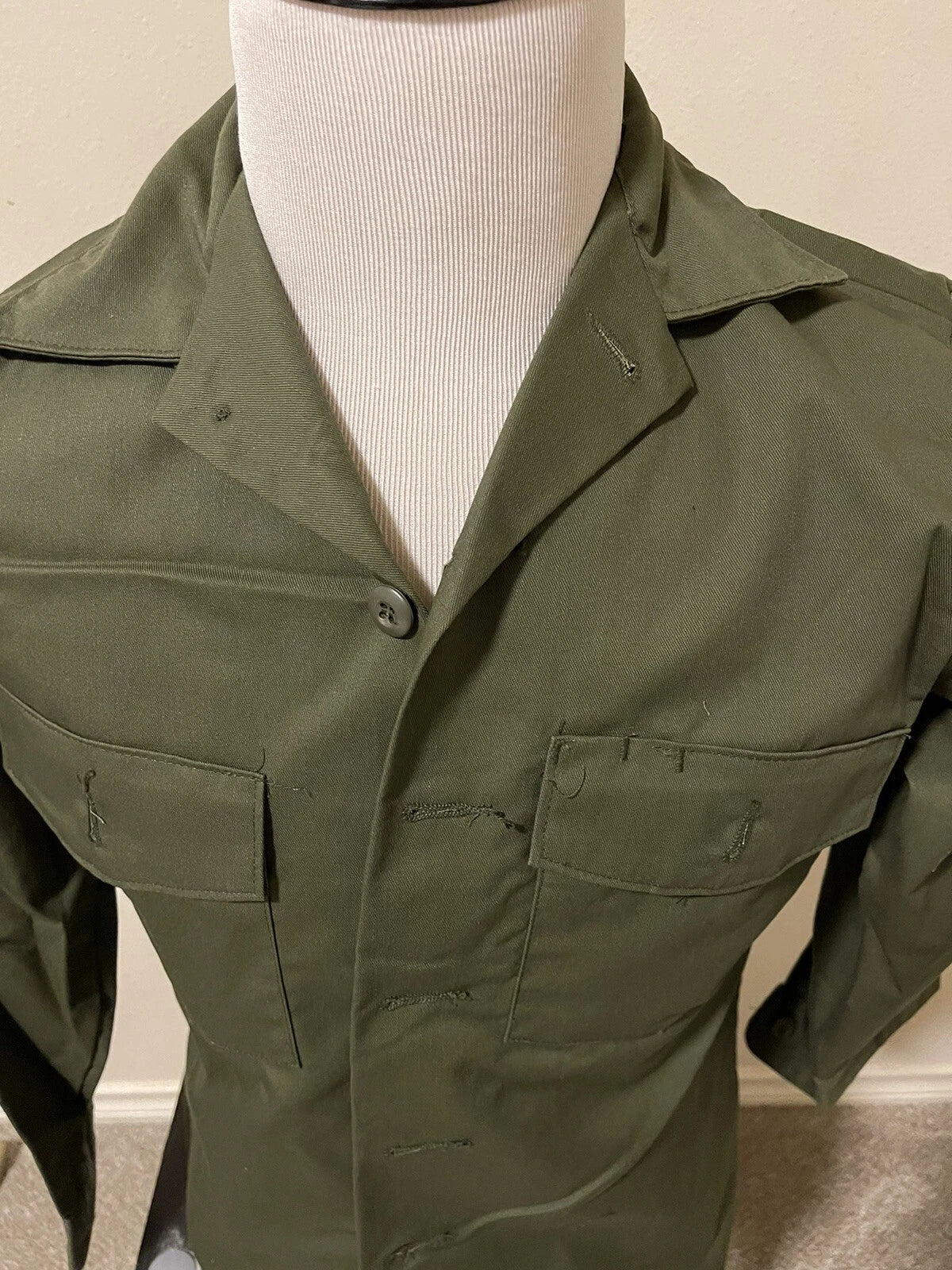 US ARMY VINTAGE MILITARY MEN'S OG-507 UTILITY FATIGUE SHIRT 15.5x33 VIETNAM MED. - Image 4