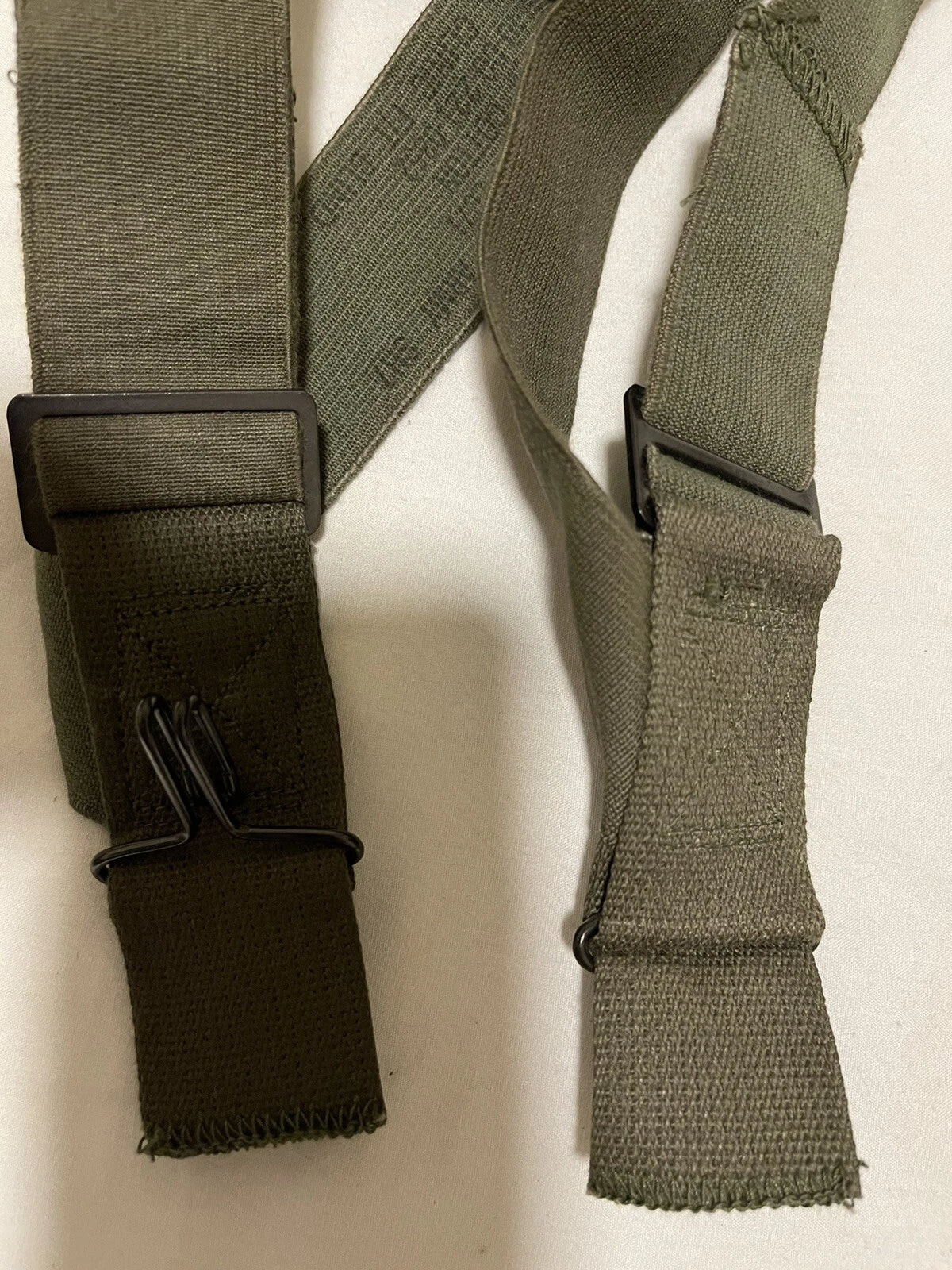 US M1950 Suspenders OD Green elastic w/ hooks for trousers pants each E2150 - Image 3