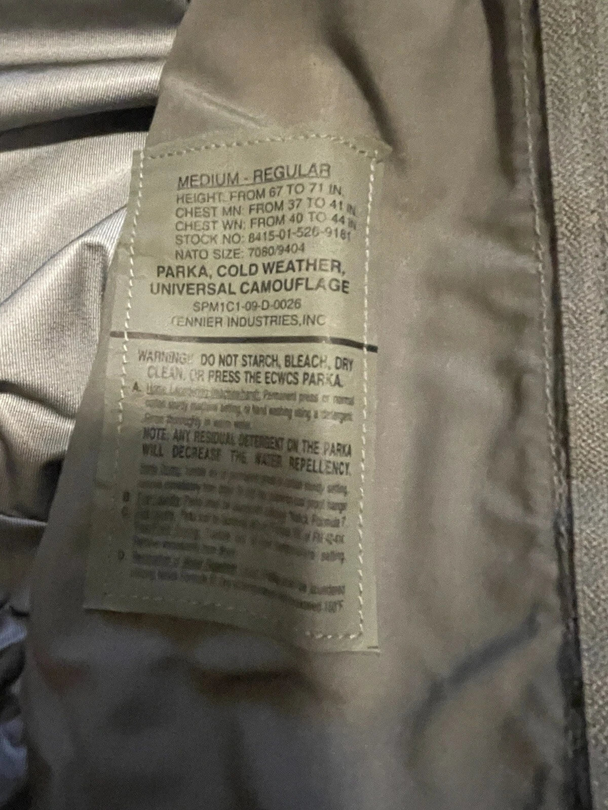 GENUINE US GI MILITARY ACU DIGITAL YNIVERSAL CAMO GORTEX PARKA JACKET ECWCS MR - Image 10