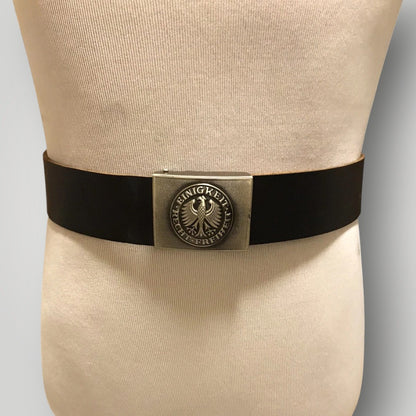 Genuine West German Military Black Leather Belt – Eagle Buckle