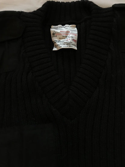 Brigade Quater Master,Military Black V Neck Commando Sweater 100% Wool Vintage - Image 6