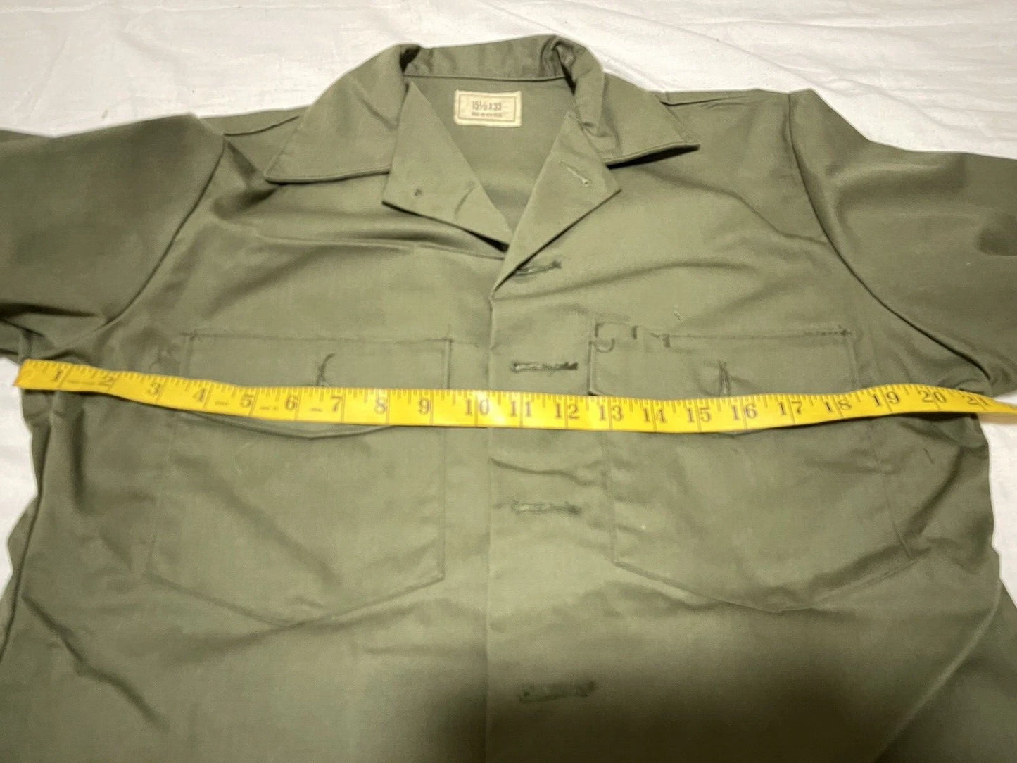 US ARMY VINTAGE MILITARY MEN'S OG-507 UTILITY FATIGUE SHIRT 15.5x33 VIETNAM MED. - Image 9
