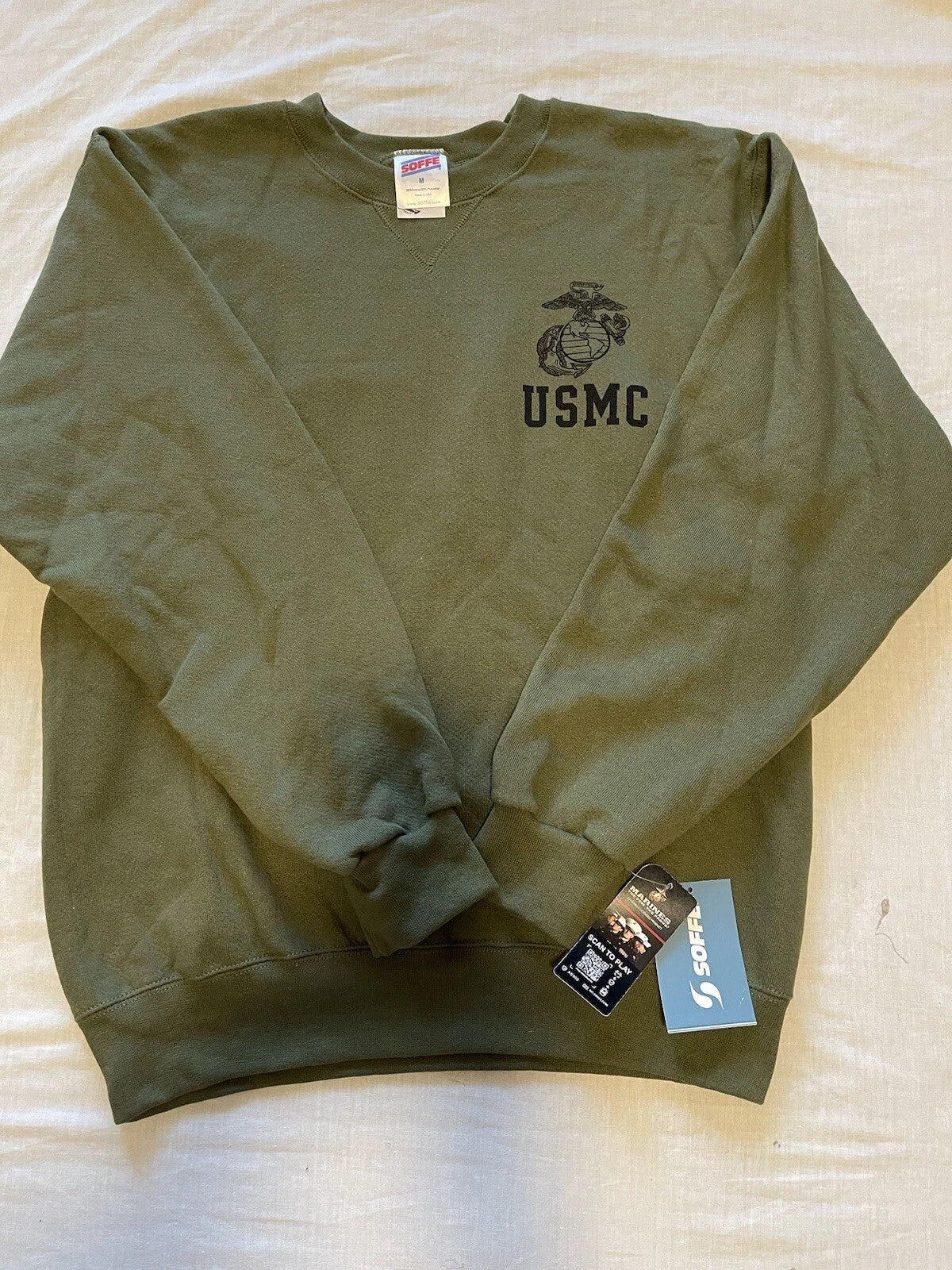 USMC PT Sweat Pant & Shirt Marine Corps Issue - Small GI OD Green - Made in USA - Image 2