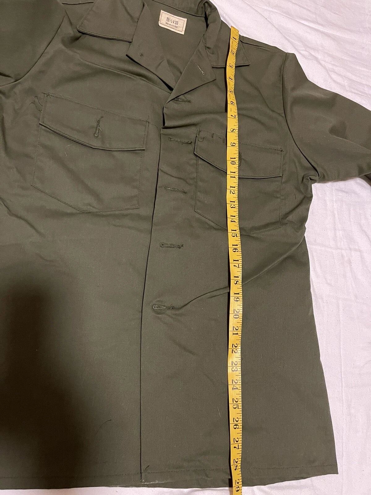 US ARMY VINTAGE MILITARY MEN'S OG-507 UTILITY FATIGUE SHIRT 15.5x33 VIETNAM MED. - Image 5
