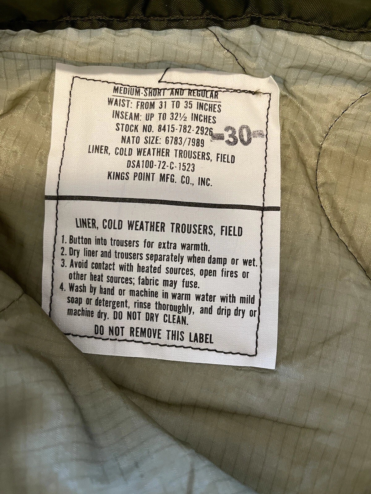 M65 Woodland Cold Weather Field Pants w Liner and Suspenders NOS USGI Med Reg - Image 12