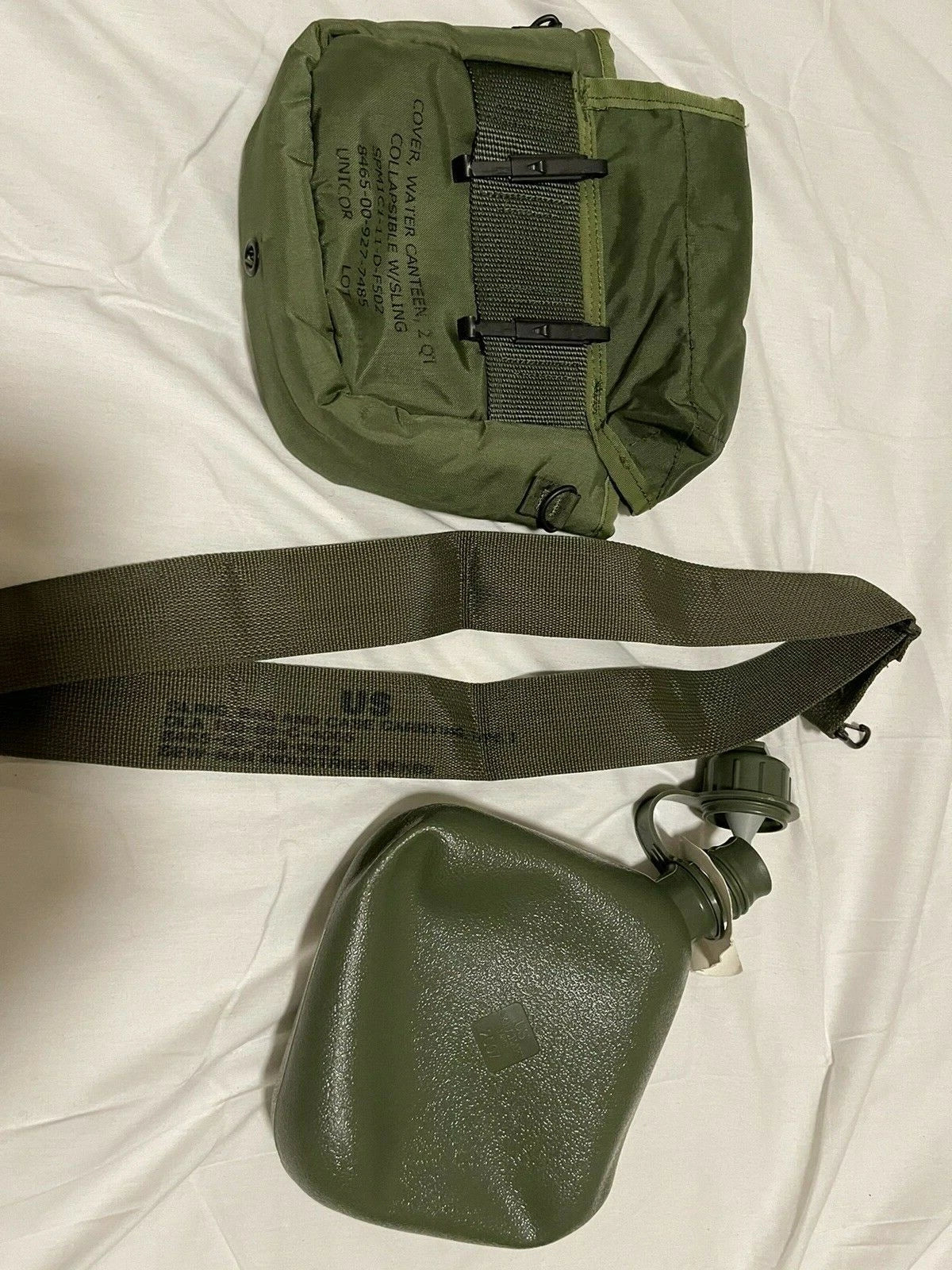 New-US GI O.D.Green 2 Qt Canteen with Carrier/Cover and Shoulder Strap,Un-Issued - Image 7