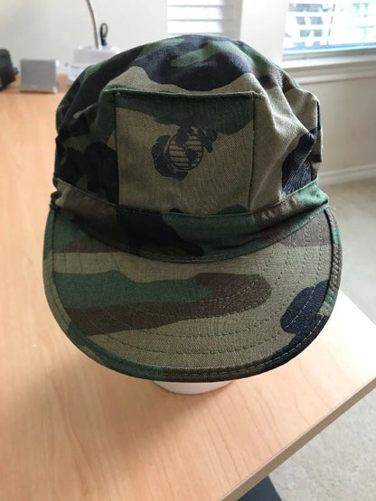 Genuine Vintage US GI USMC 8 Point Camoflauge Cap With Marine Logo Size Large - Image 1
