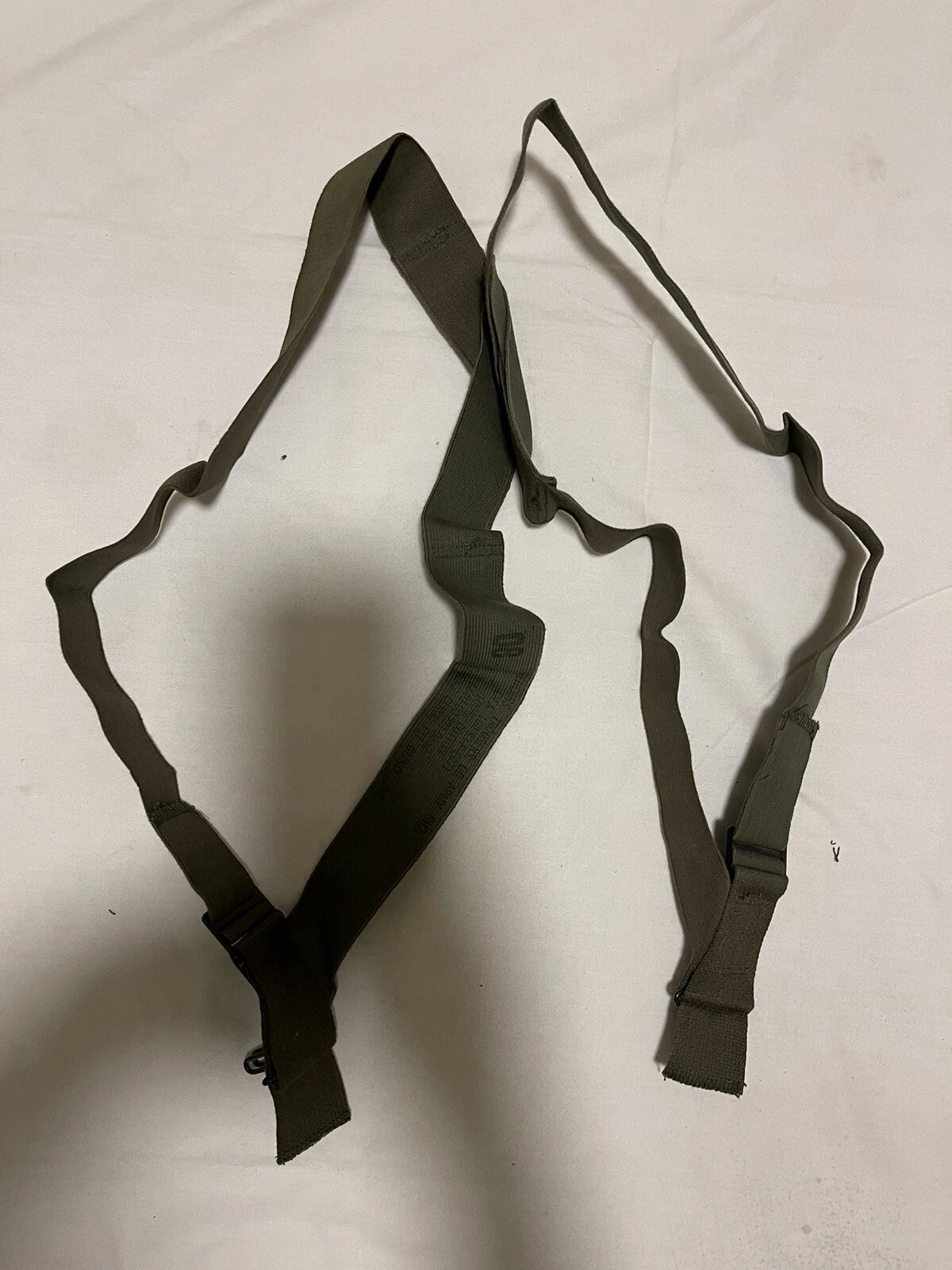 US M1950 Suspenders OD Green elastic w/ hooks for trousers pants each E2150 - Image 2