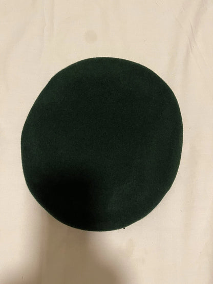 GENUINE GERMAN ARMY PANZER DIVISION VINTAGE INFANTRY GREEN BERET WOOL W/ LEATHE - Image 5