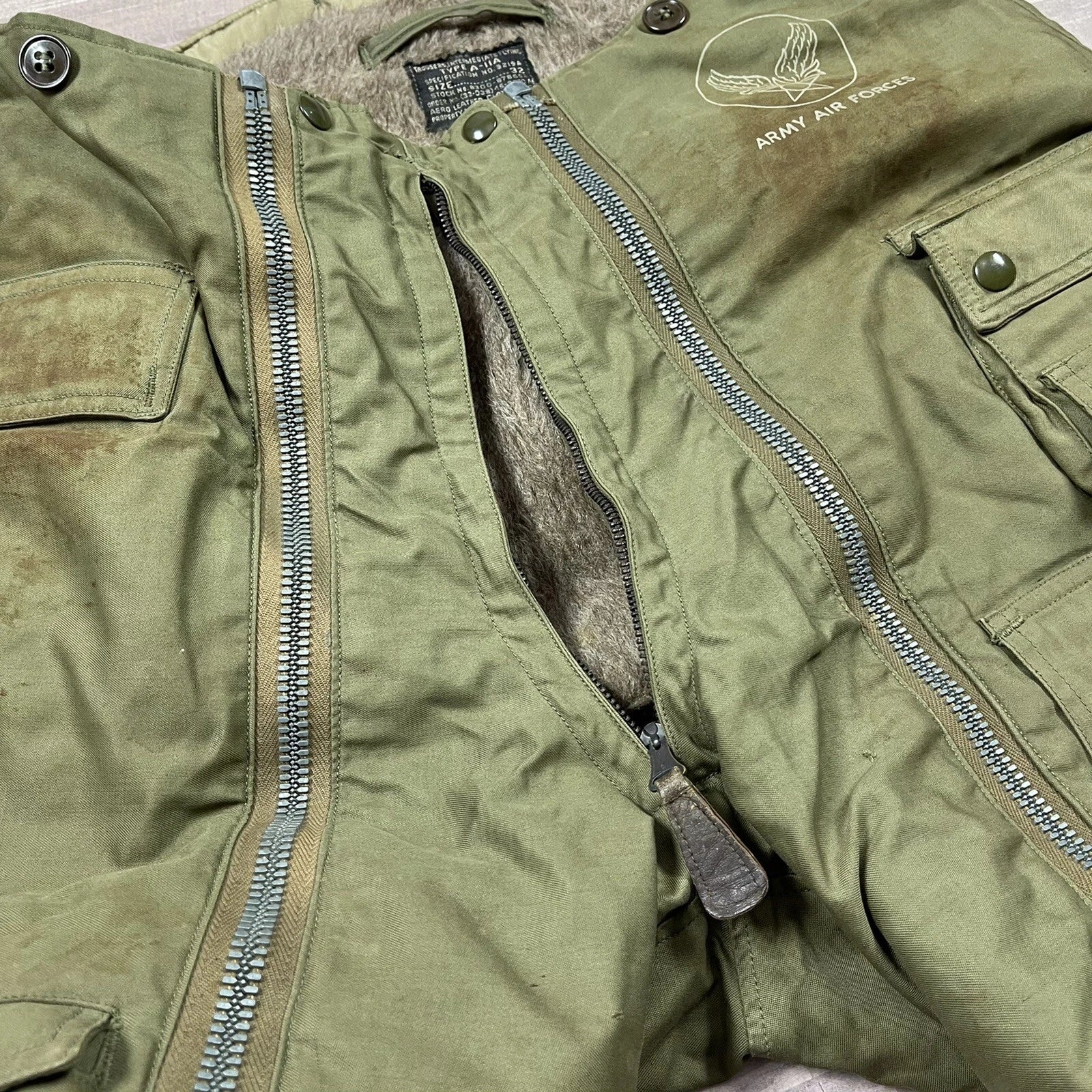 Genuine USAF WW II Flyers Intermediate Trousers Dated 1945 vintage Collectible. - Image 8