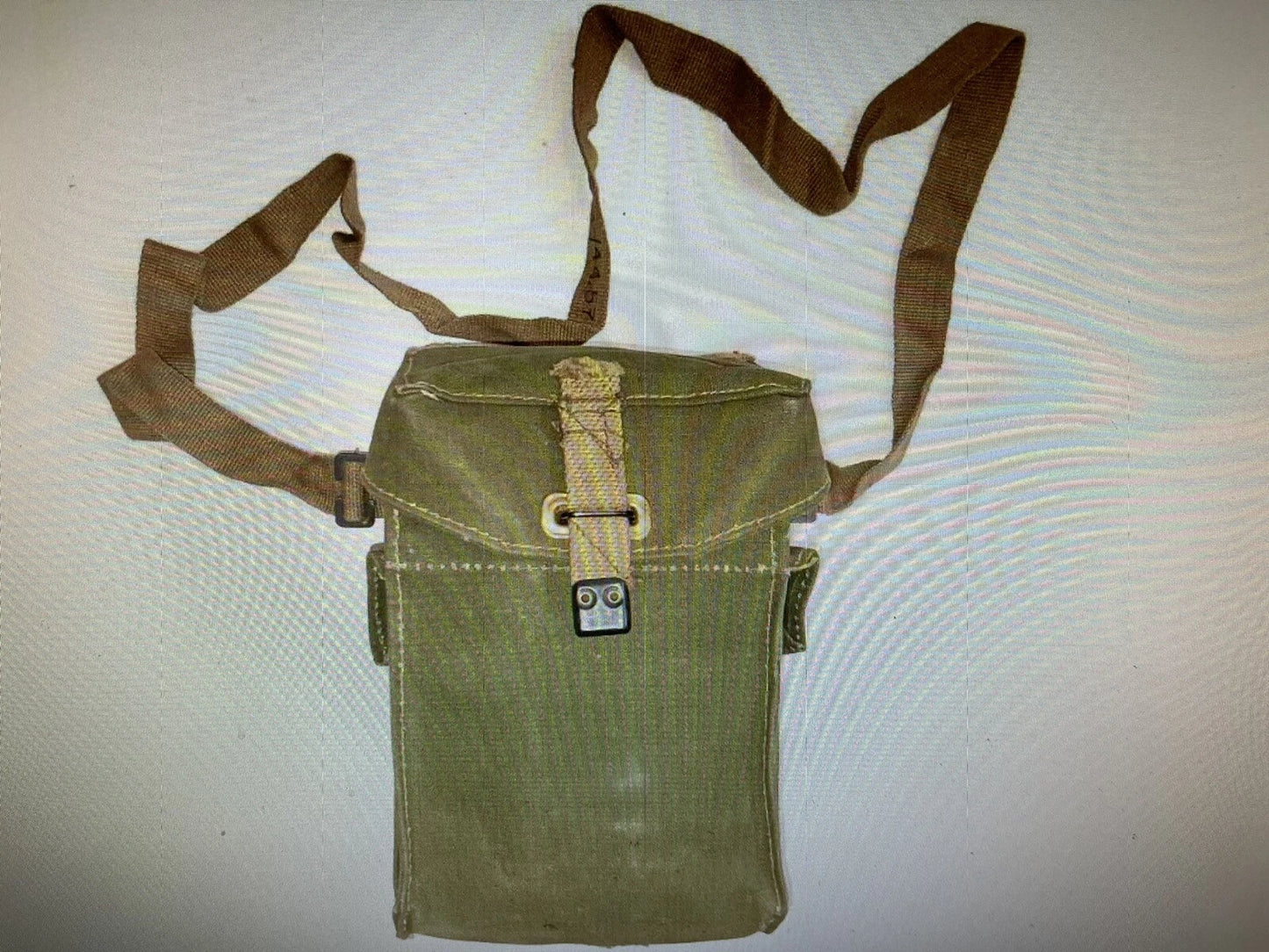 Vintage 40's WWII Era English Army Shoulder Bag 100% Cotton Brass Hardware - Image 3