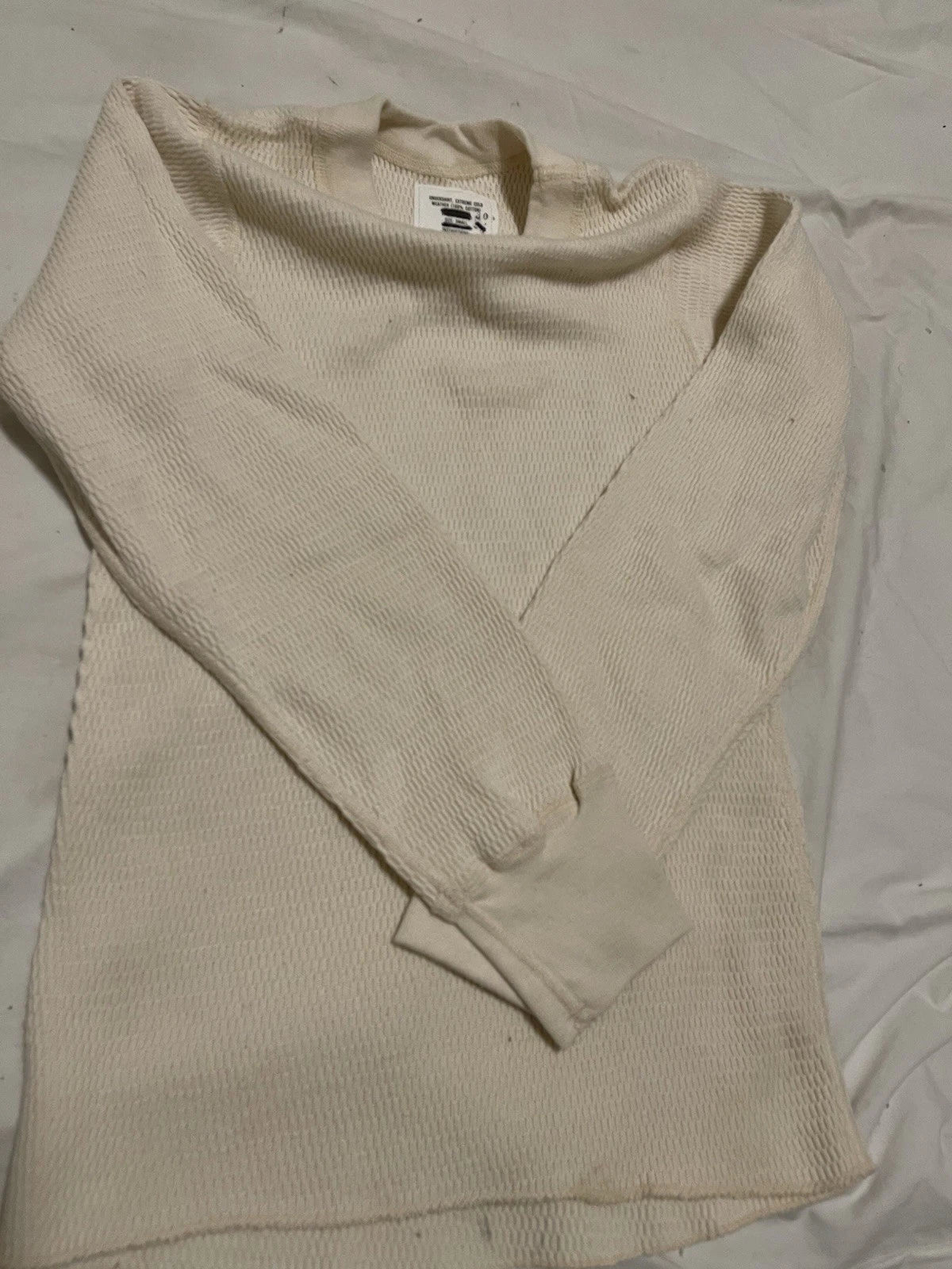  US Military Vintage   Ext Cold Weather ECW Thermal LS 100% Cotton Shirt Small  - Image 7