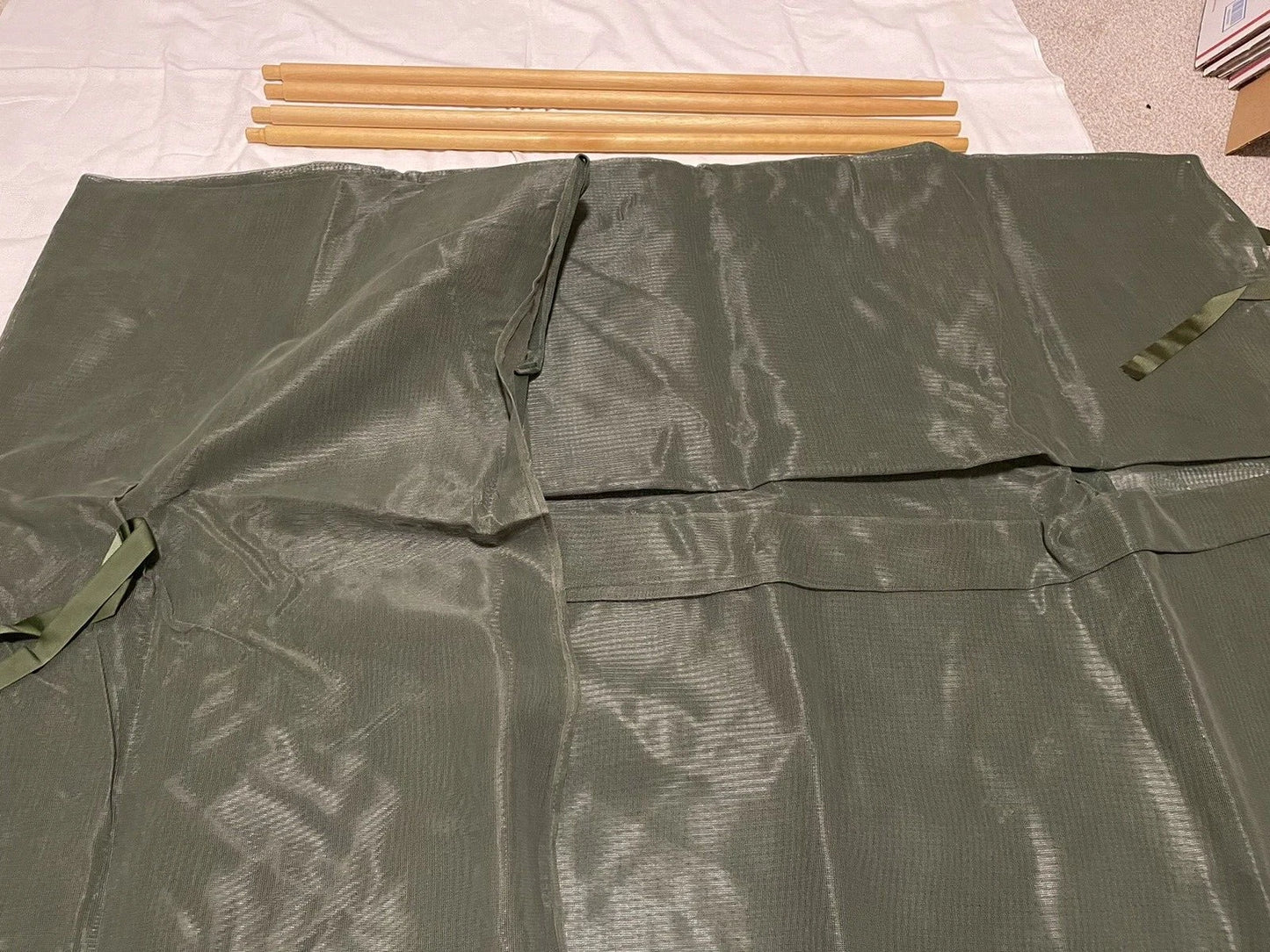 US MILITARY INSECT MOSQUITO NET BAR FIELD NETTING COT COVER WITH 4 POLES ALL NEW - Image 5