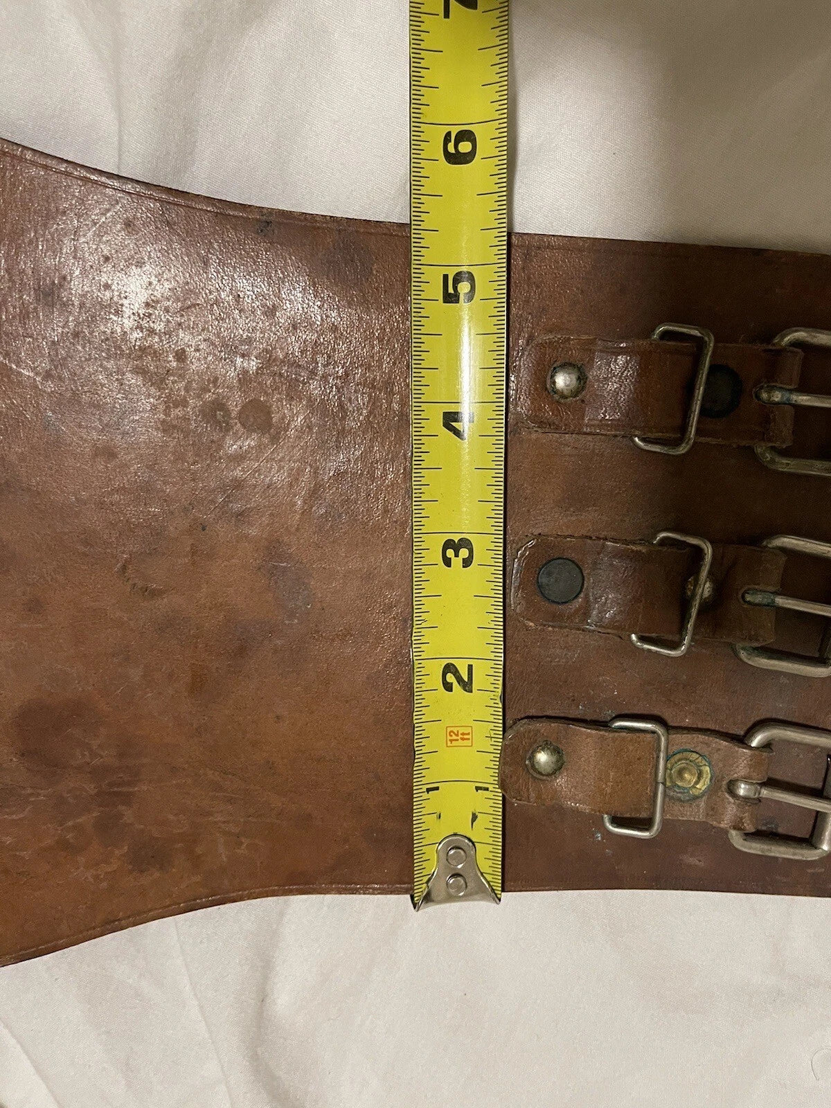 French Military Surplus Motercycle Leather back brace Kidney Belt Collectible - Image 14