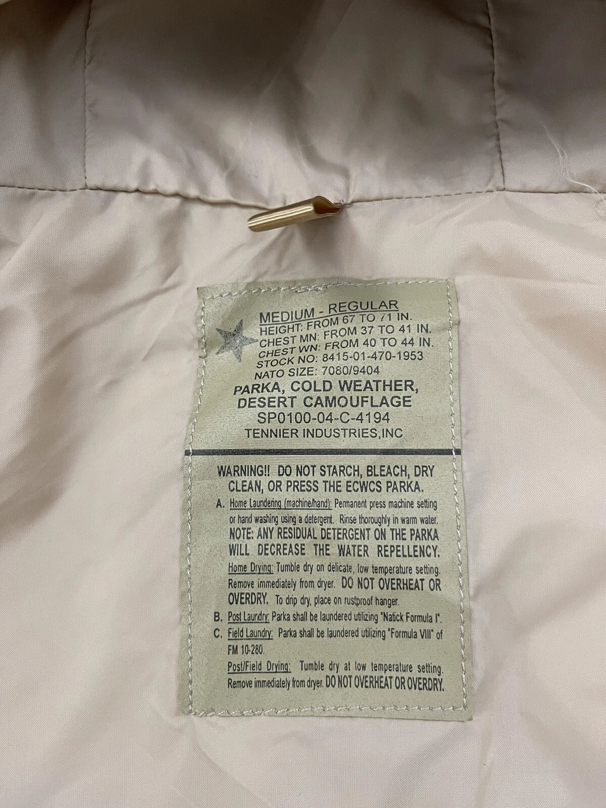 Genuine US GI Military 3 color Desert camouflage ECW Gortex  Jacket - Image 7