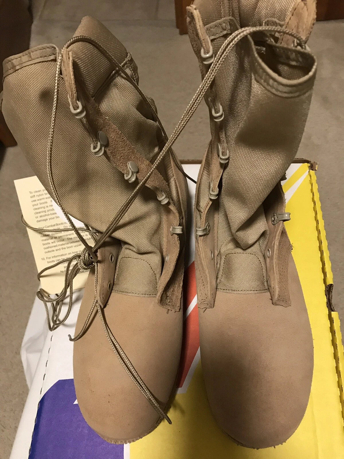 Genuine US Army 3 Layers Hot Weather Desert Combat Boots By Belleville 8Wide New - Image 1