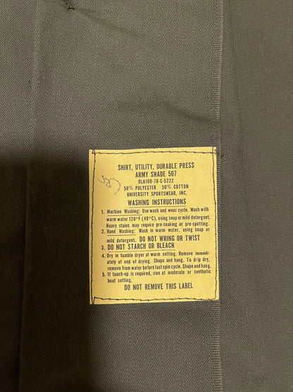 US ARMY VINTAGE MILITARY MEN'S OG-507 UTILITY FATIGUE SHIRT 15.5x33 VIETNAM MED. - Image 7