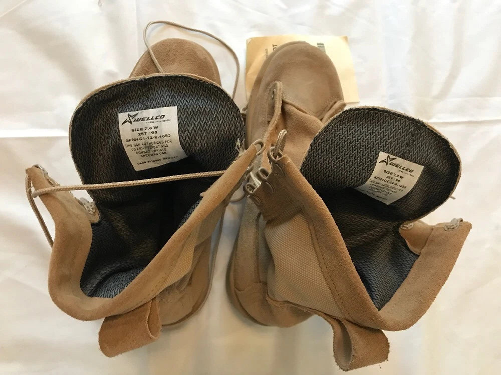 US Army Flight and Combat Vehical Crewman Authorized Desert Tan Boots By Wellco  - Image 5