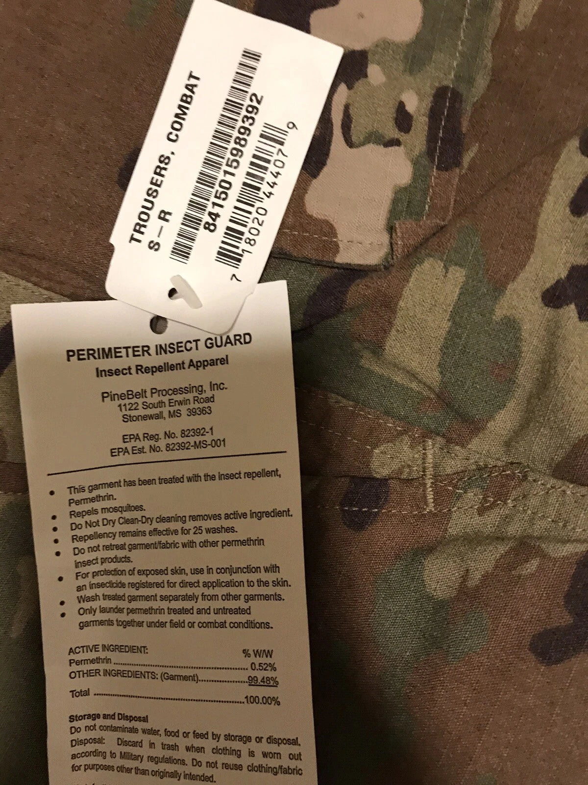 GENUINE US GI MULTICAM FLAME RESISTANT INSECT SHIELD ARMY COMBAT TROUSER SMALL R - Image 4