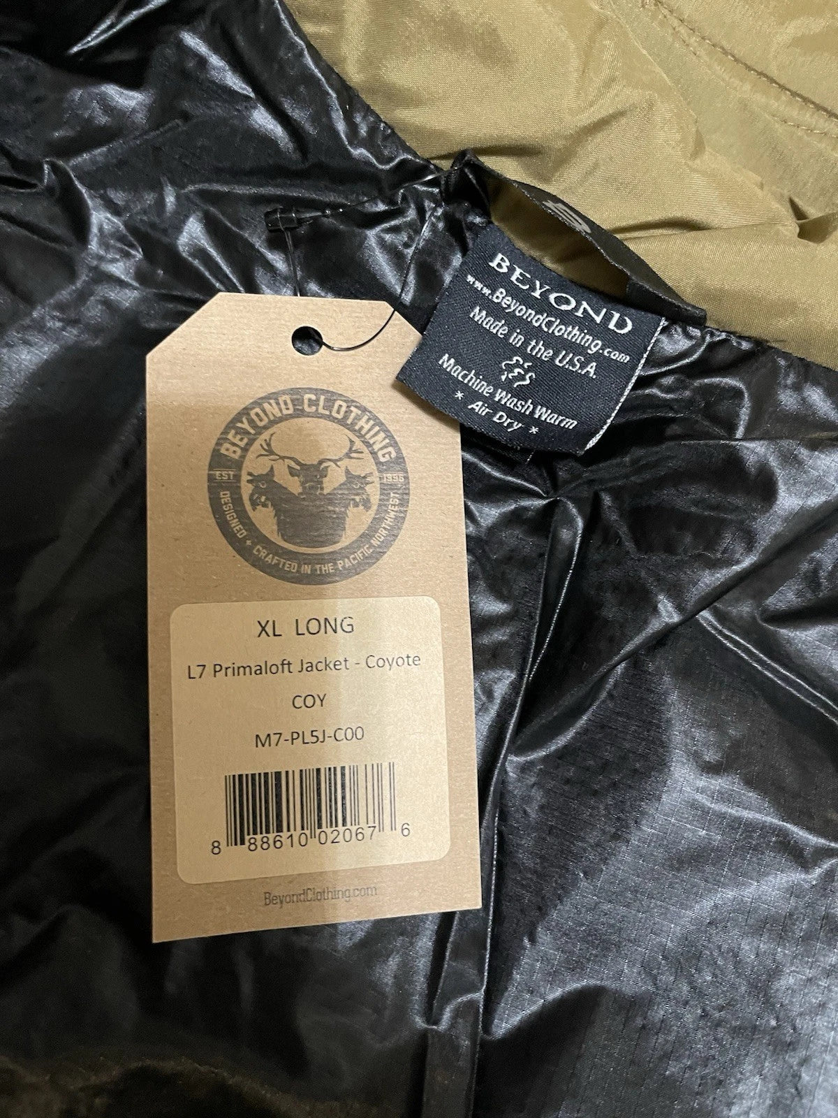 Beyond Coyote Brown PCU Level 7 Cold Weather Jacket Primaloft XL Long. - Image 3