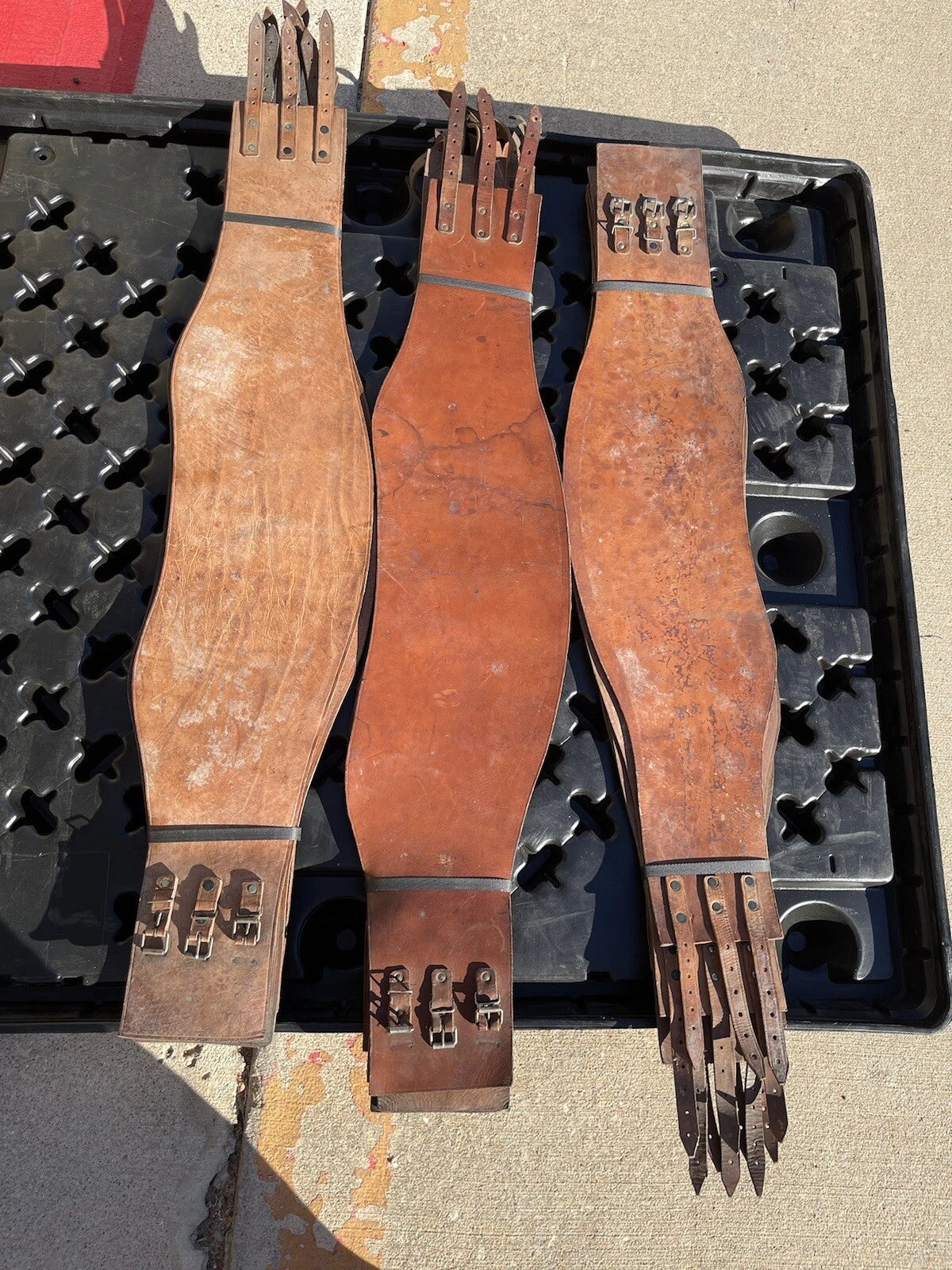 French Military Surplus Motercycle Leather back brace Kidney Belt Collectible - Image 1