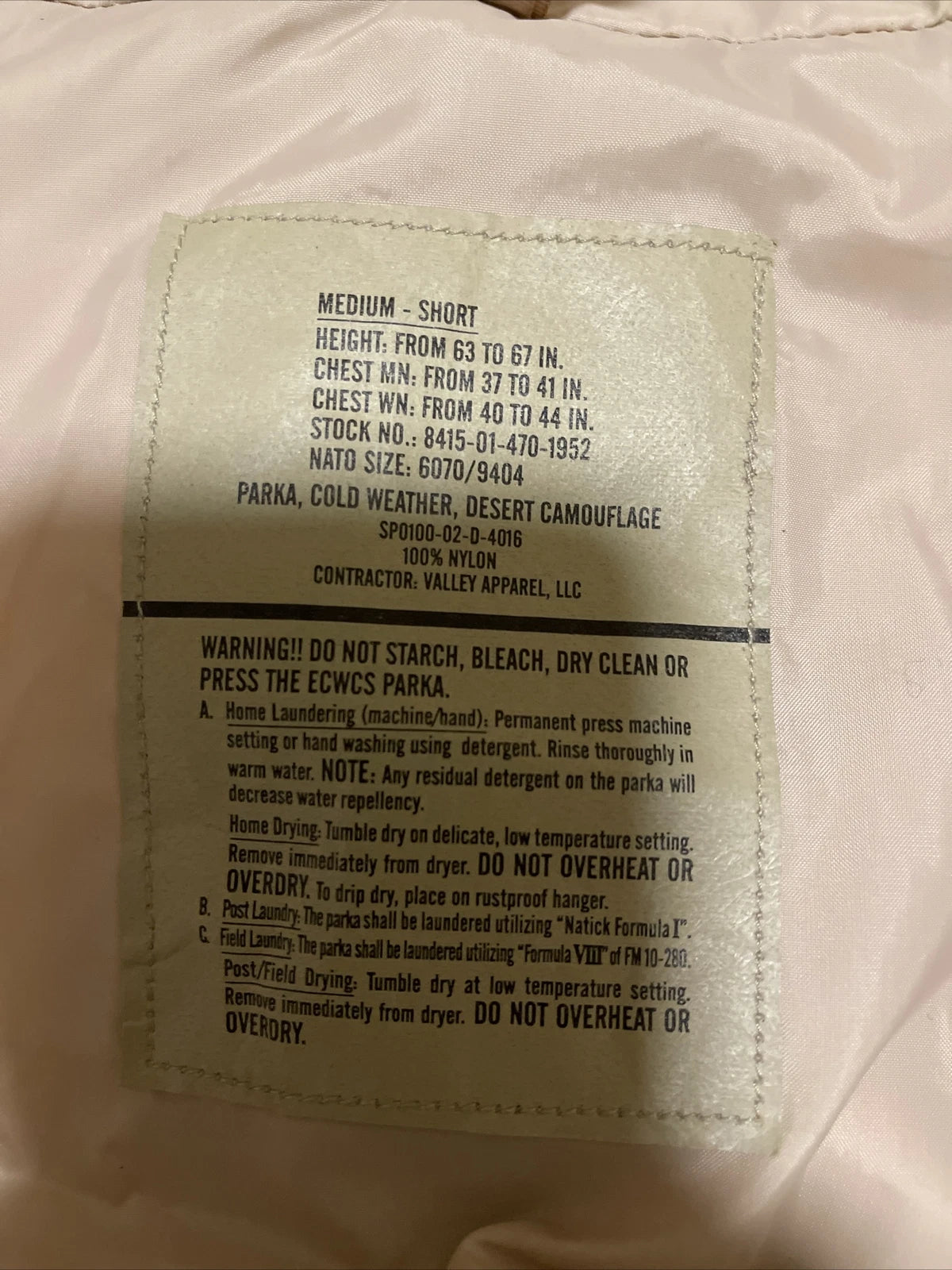 Genuine US GI Military 3 color Desert camouflage ECW Gortex  Jacket - Image 10