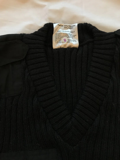 Brigade Quater Master,Military Black V Neck Commando Sweater 100% Wool Vintage - Image 1