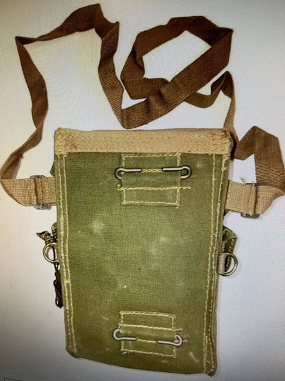 Vintage 40's WWII Era English Army Shoulder Bag 100% Cotton Brass Hardware - Image 5