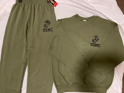 USMC PT Sweat Pant & Shirt Marine Corps Issue - Small GI OD Green - Made in USA - Image 4