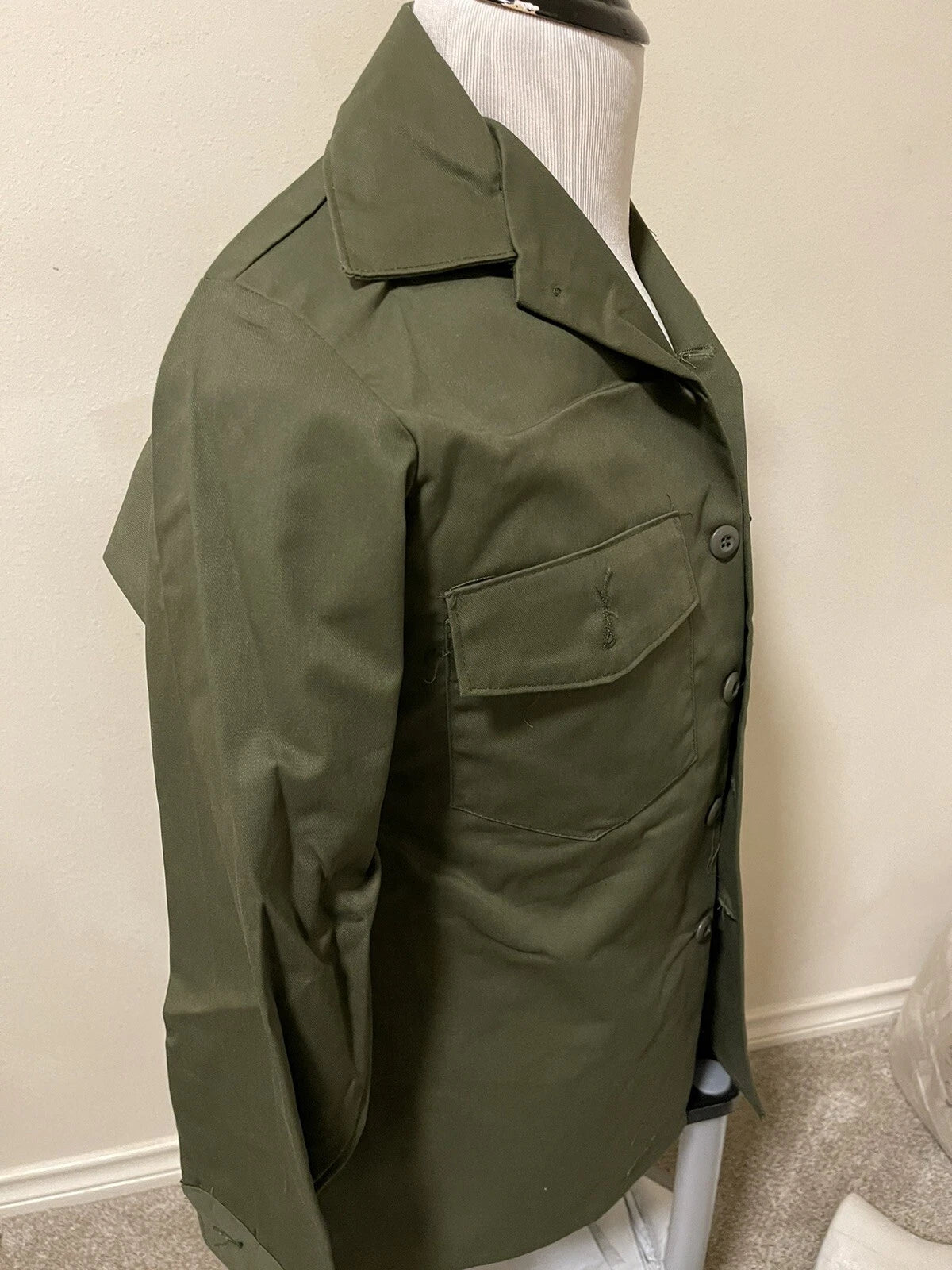 US ARMY VINTAGE MILITARY MEN'S OG-507 UTILITY FATIGUE SHIRT 15.5x33 VIETNAM MED. - Image 2
