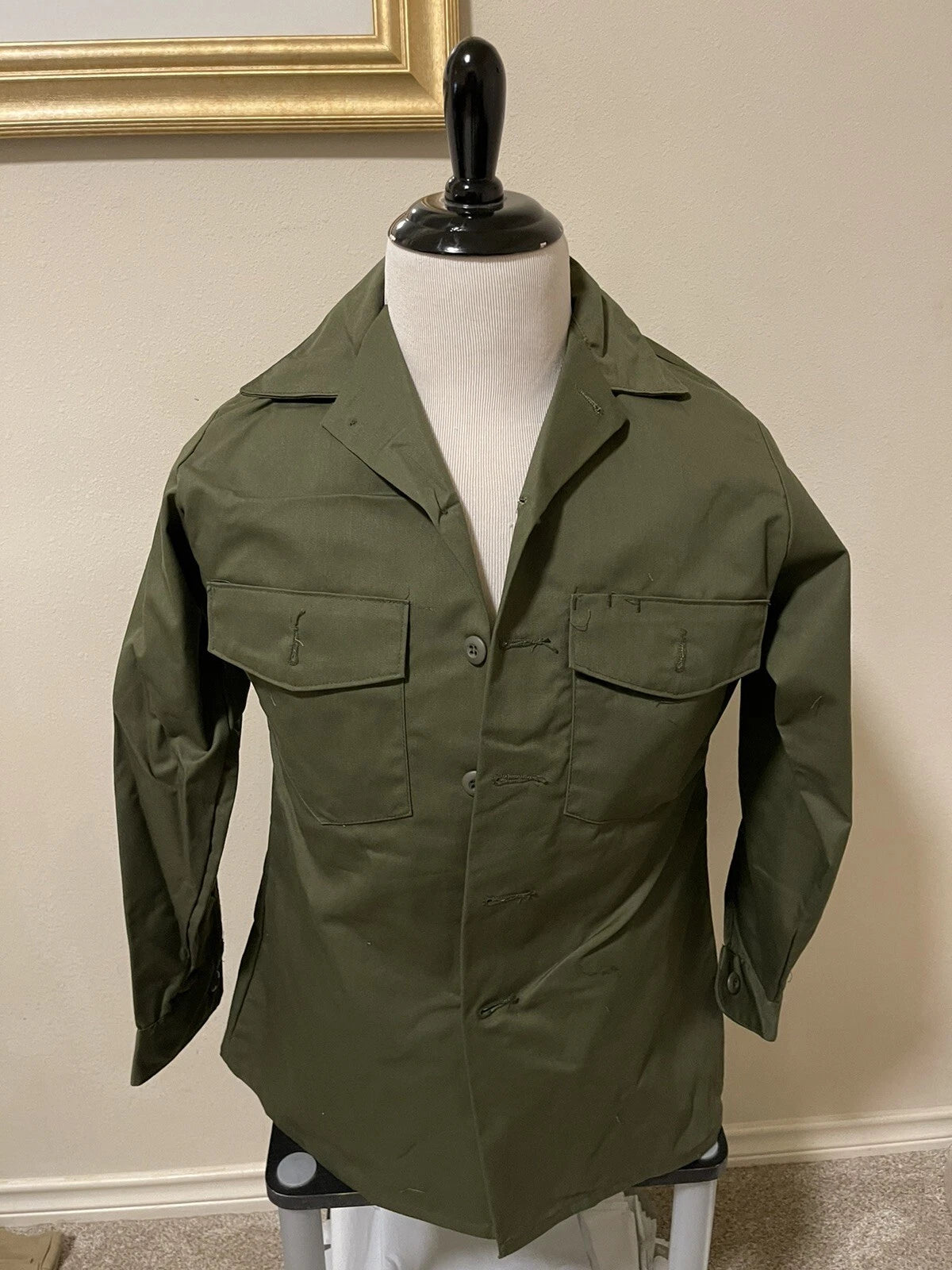 US ARMY VINTAGE MILITARY MEN'S OG-507 UTILITY FATIGUE SHIRT 15.5x33 VIETNAM MED. - Image 1
