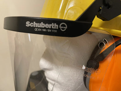 GERMAN YELLOW SAFETY HELMET W/EAR PROTECTION & VISOR LIKE NEW - Image 5