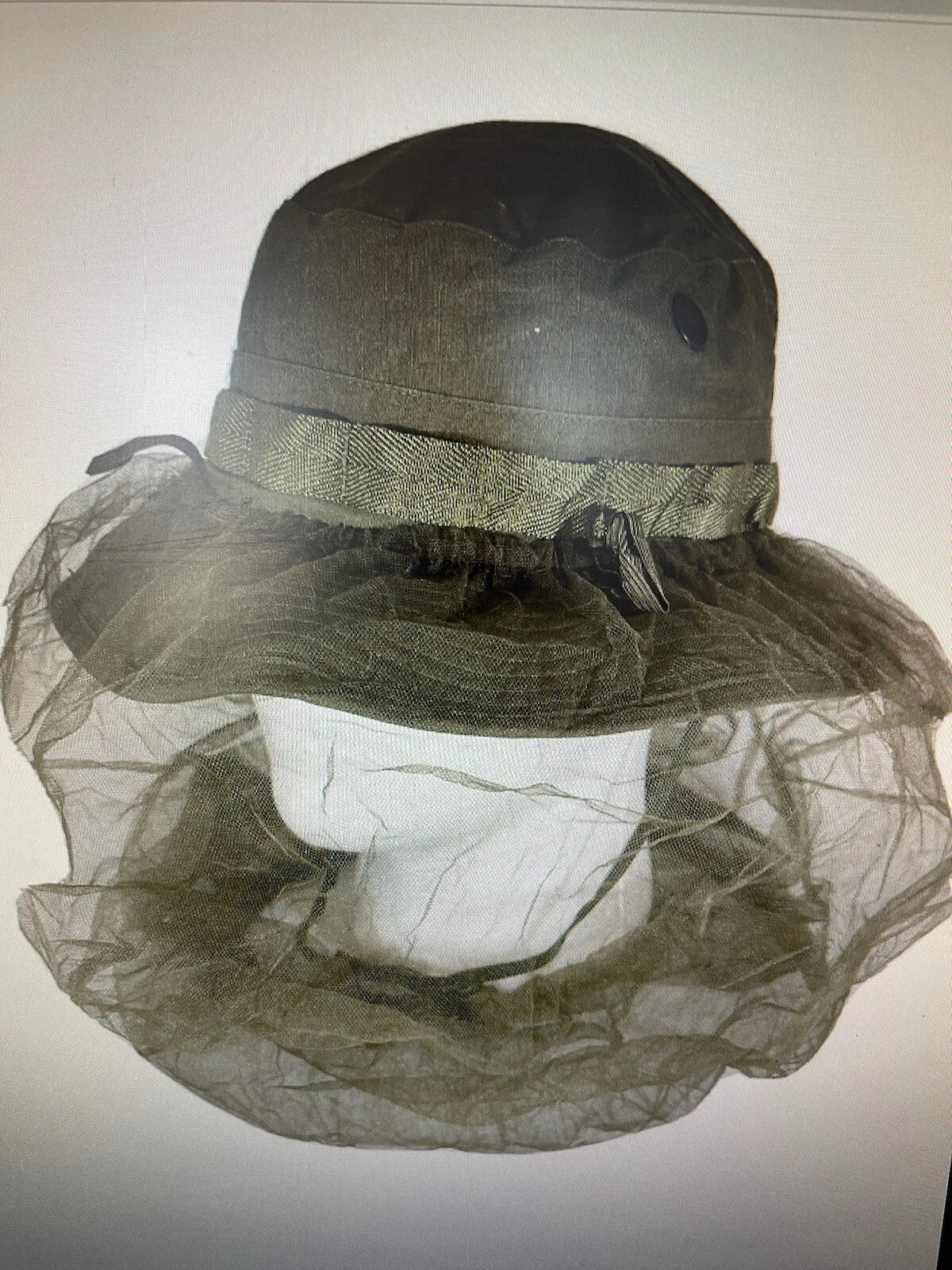 US 1969VIETNAM ERA OD JUNGLE BOONIE HAT 67/8 OG/107 NEW W MOSQUITO NET NIP - Image 2